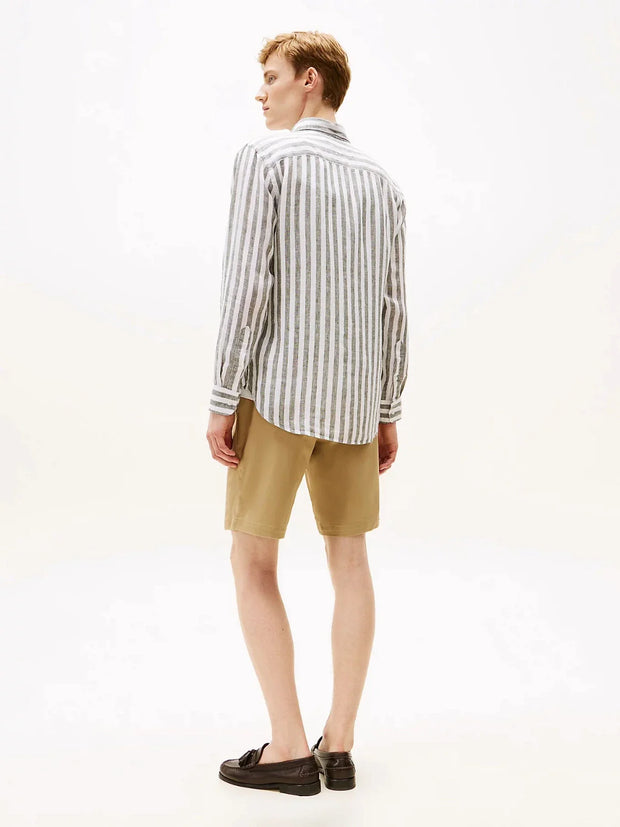 Chemise à rayures Tommy Hilfiger verte en lin