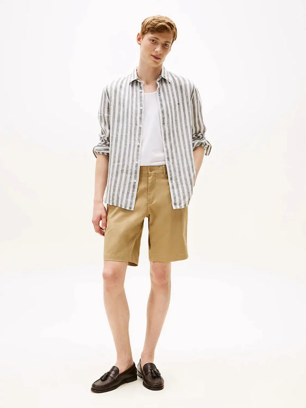 Chemise à rayures Tommy Hilfiger verte en lin