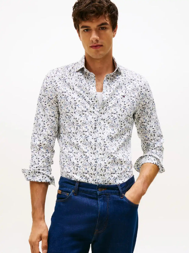 Chemise à motifs Tommy Hilfiger blanche