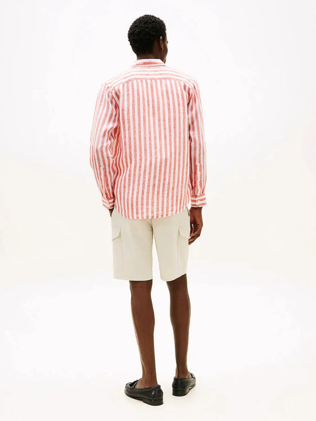 Chemise à rayures Tommy Hilfiger orange en lin