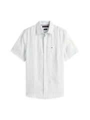 Chemise manches courtes à motifs Tommy Hilfiger verte en lin