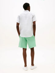 Chemise manches courtes à motifs Tommy Hilfiger verte en lin