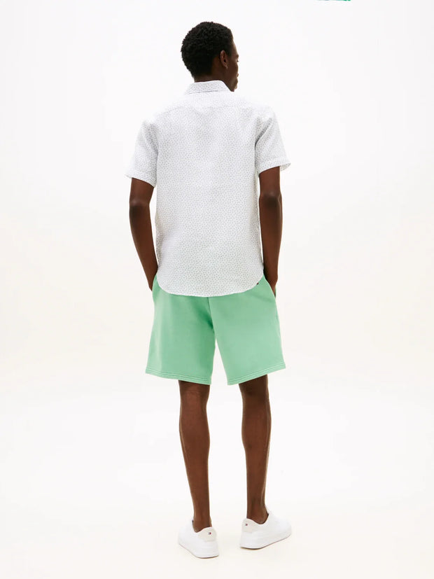 Chemise manches courtes à motifs Tommy Hilfiger verte en lin