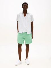 Chemise manches courtes à motifs Tommy Hilfiger verte en lin