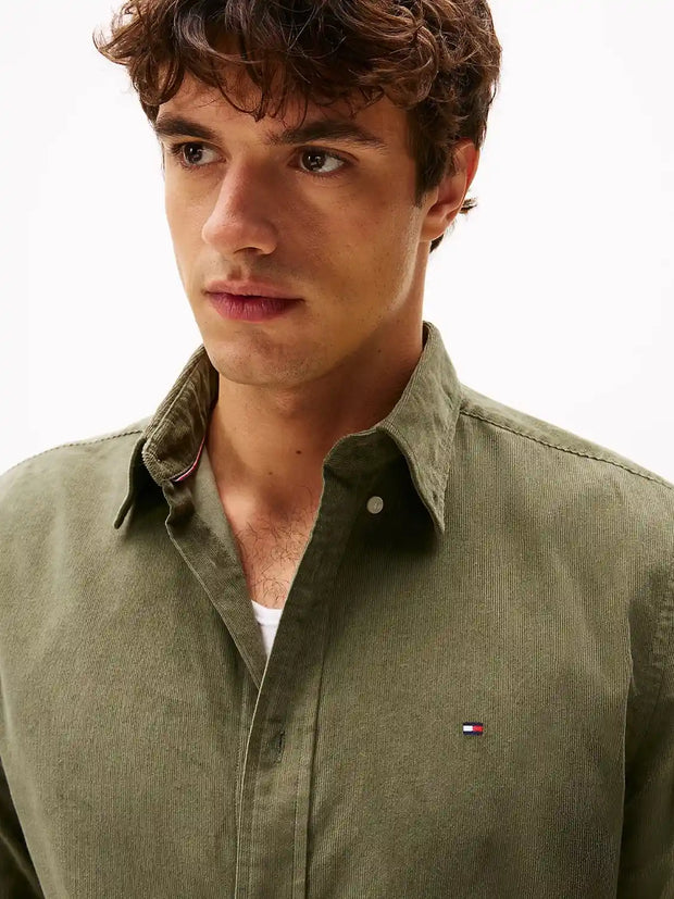 Chemise Tommy Hilfiger kaki en velours