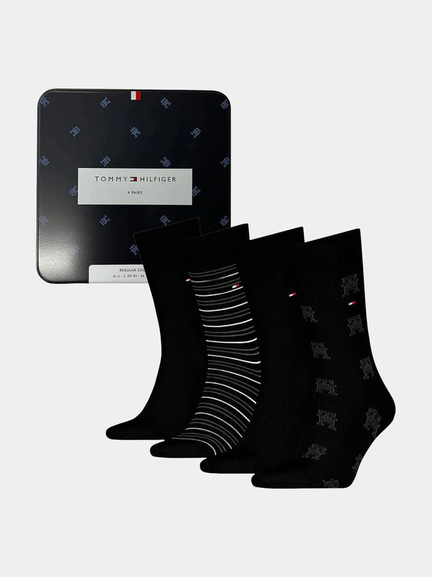 Coffret 4 paires de chaussettes Tommy Hilfiger noires
