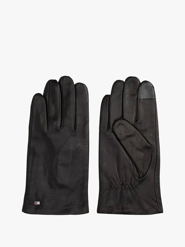 Gants tactiles Tommy Hilfiger noirs en cuir