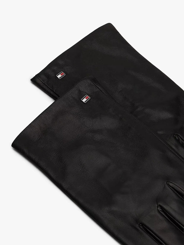 Gants tactiles Tommy Hilfiger noirs en cuir