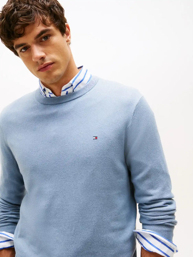 Pull Tommy Hilfiger bleu en cachemire