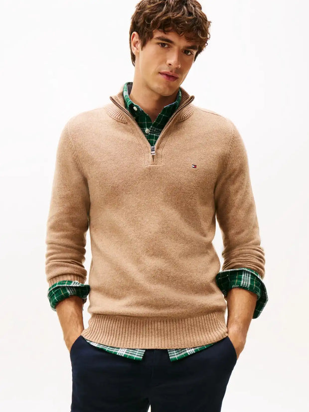 Pull camionneur Tommy Hilfiger marron en laine