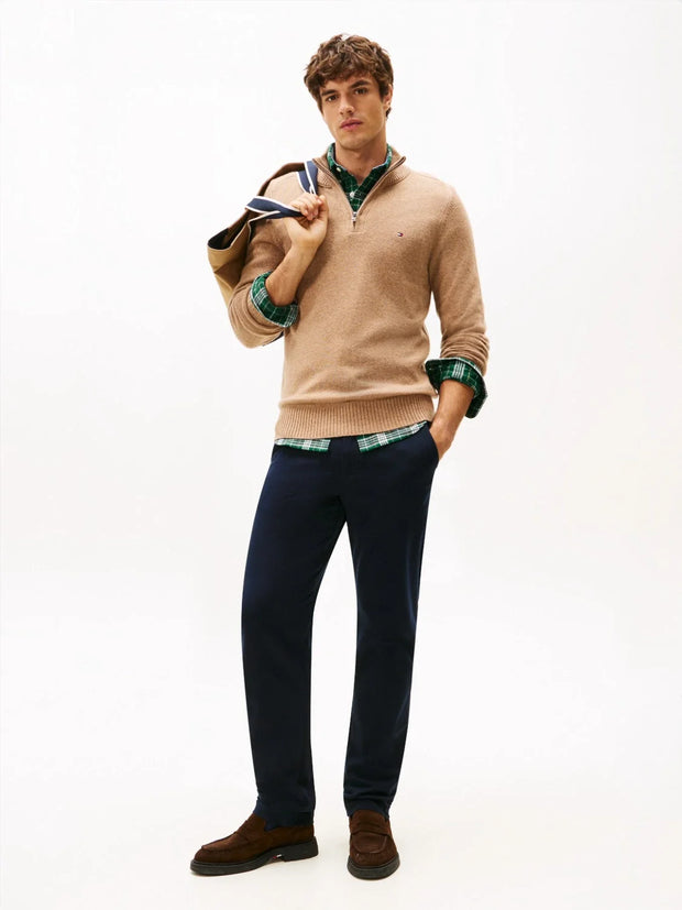 Pull camionneur Tommy Hilfiger marron en laine