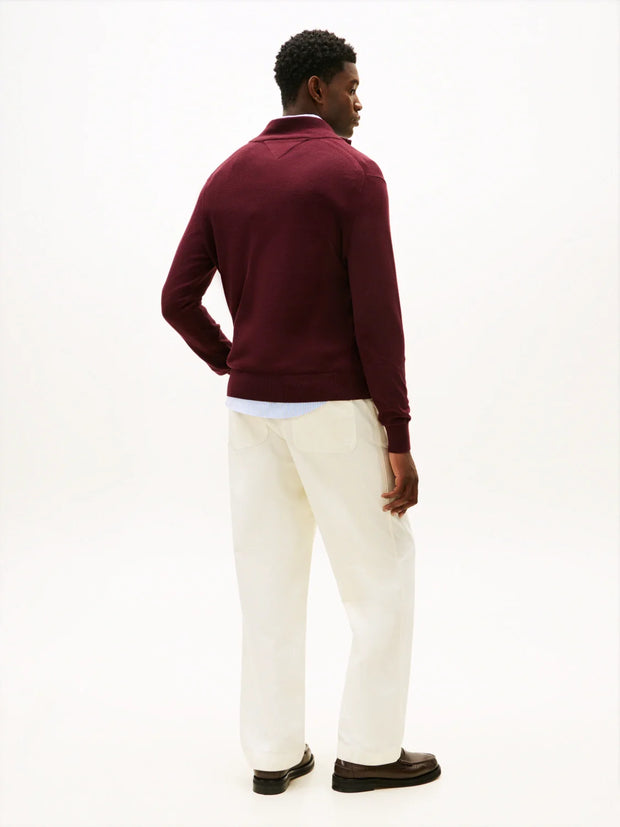 Pull camionneur Tommy Hilfiger bordeaux en cachemire