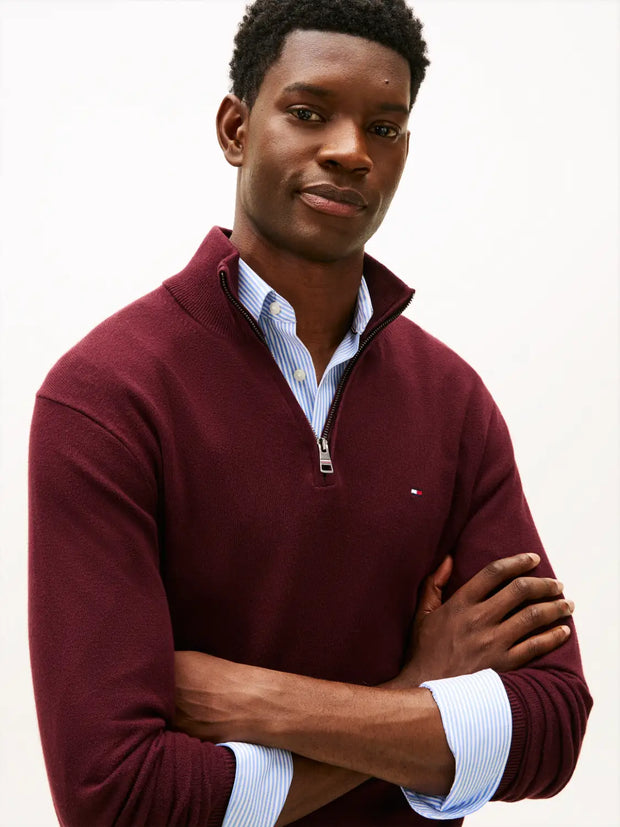 Pull camionneur Tommy Hilfiger bordeaux en cachemire