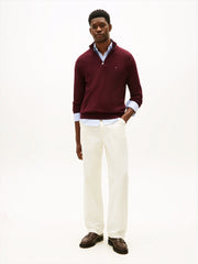 Pull camionneur Tommy Hilfiger bordeaux en cachemire