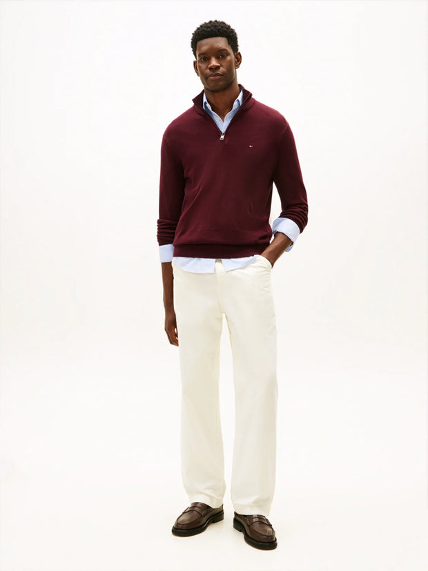 Pull camionneur Tommy Hilfiger bordeaux en cachemire