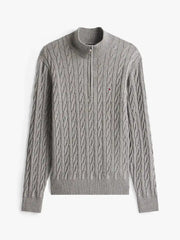 Pull camionneur torsadé Tommy Hilfiger gris