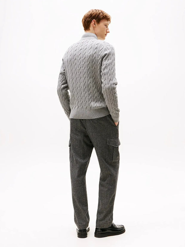 Pull camionneur torsadé Tommy Hilfiger gris