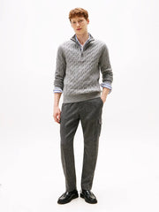 Pull camionneur torsadé Tommy Hilfiger gris