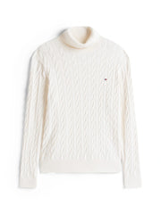 Pull col roulé torsadé Tommy Hilfiger beige