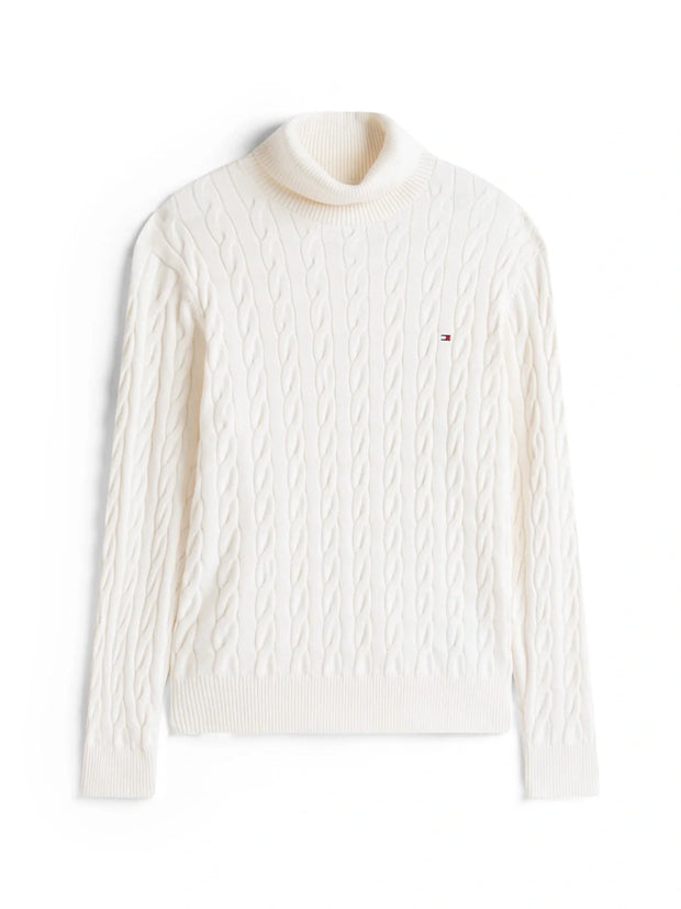 Pull col roulé torsadé Tommy Hilfiger beige