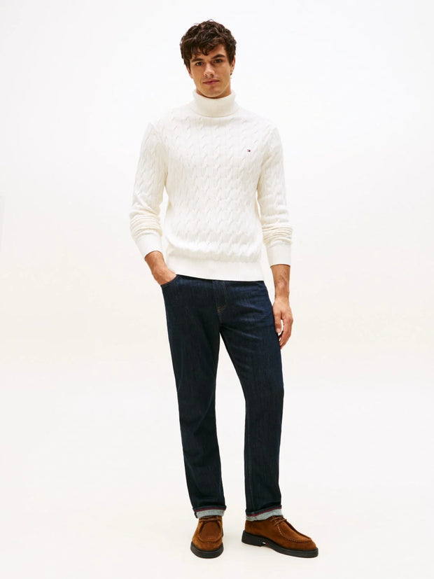 Pull col roulé torsadé Tommy Hilfiger beige