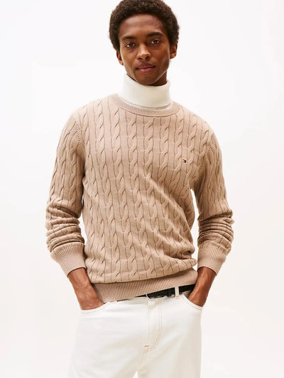 Pull torsadé Tommy Hilfiger beige