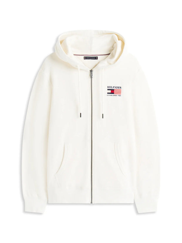 Sweat zippé à capuche Tommy Hilfiger beige