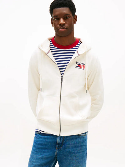 Sweat zippé à capuche Tommy Hilfiger beige